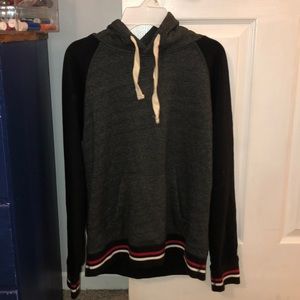 Gray and Black Detailed Hoodie